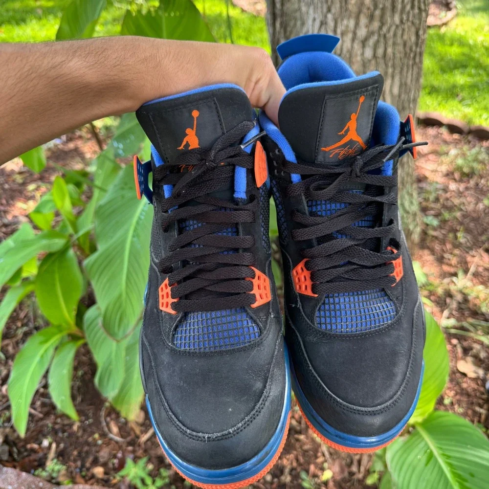 Jordan Air Jordan 4 Retro Mens 12 Black Cavs 308497-027 Blue Orange Basketball